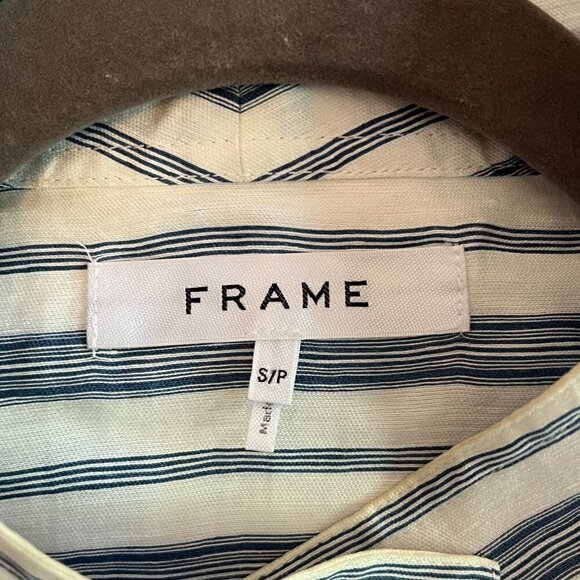 Frame Clean Safari Buttondown blue white striped small women - Picture 11 of 15